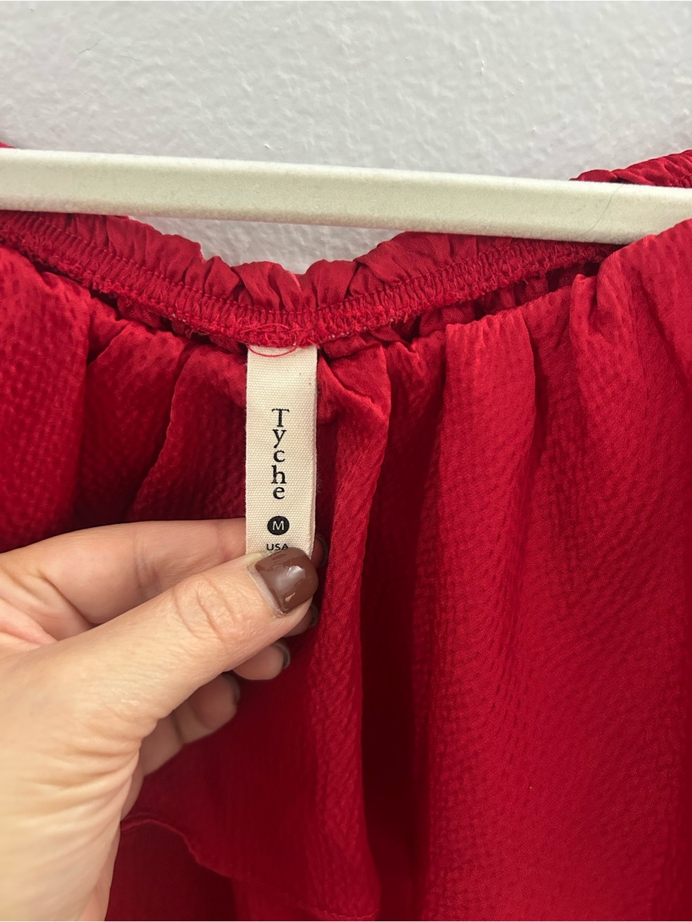 Tyche Red Off-Shoulder Ruffle Top - Picture 3 of 4